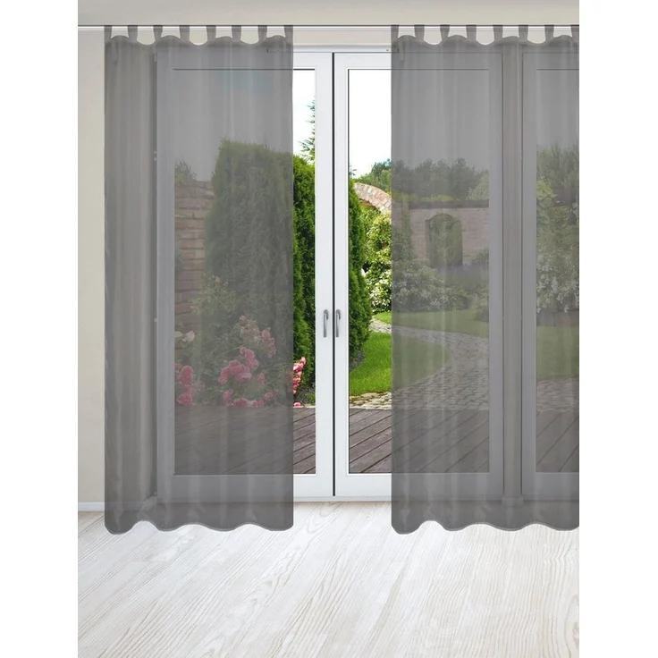 HOME WOHNIDEEN Vorhang NESSI 2er Pack (2 St), Schlaufen, transparent, Uni, Voile, transparent, Schlaufen inkl. Zugband, 2er Pack – Bild 5