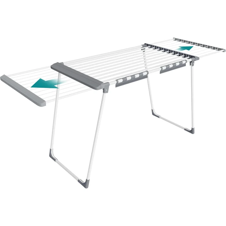 SONGMICS Wäscheständer, Standtrockner, ausziehbare Flügel, Flügelwäscheständer, 22 m Trockenfläche, Flügelwäschetrockner mit Sockenhalter, klappbar, perlweiß-Taubengrau LLR522WK01 – Bild 1
