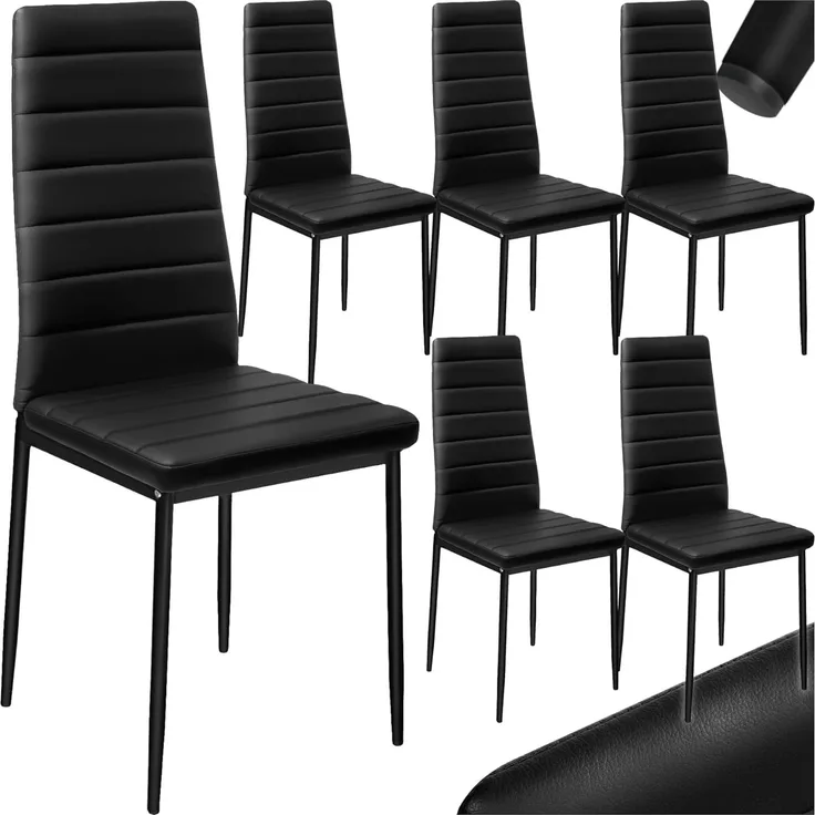 TecTake Esszimmerstuhl 41 x 45 x 98,5 cm - Diverse Farben und Mengen - (6X Schwarz | Nr. 401848)