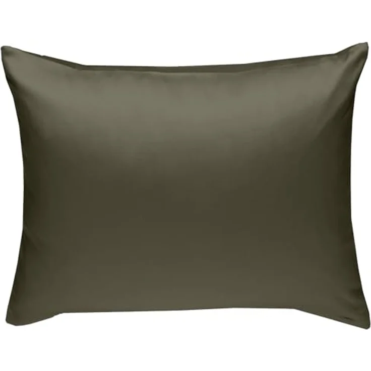Mako-Satin / Baumwollsatin Bettwäsche uni / einfarbig dark olive Kissenbezug 70x90 cm – Bild 3