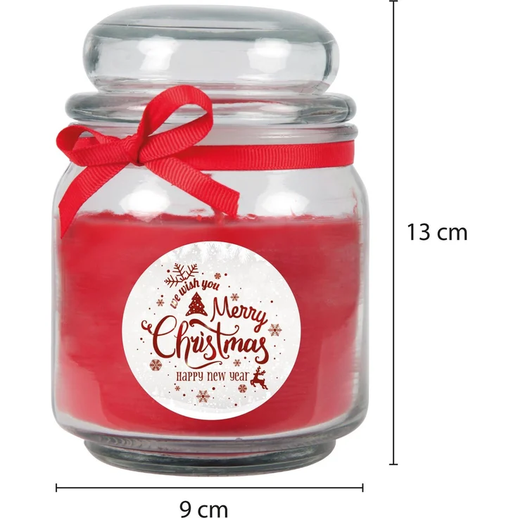 Duftkerze im Glas - Weihnachten Rot - Bonbon 300gr ( 70h ) – Bild 2