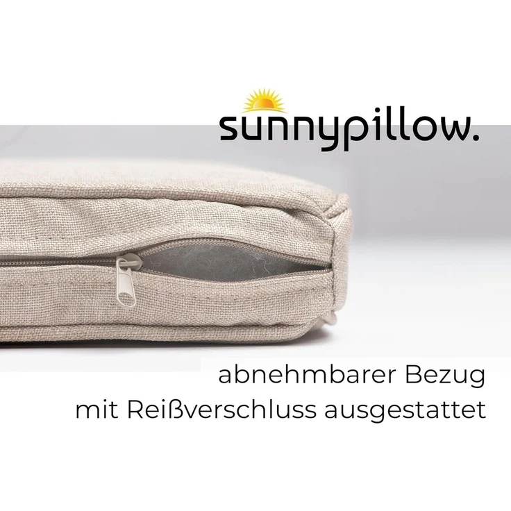 sunnypillow Stuhlkissen 4er Set Stuhlkissen wasserdicht UV-lichtecht BALI, 4er Set 40x40x5cm Ecru – Bild 3