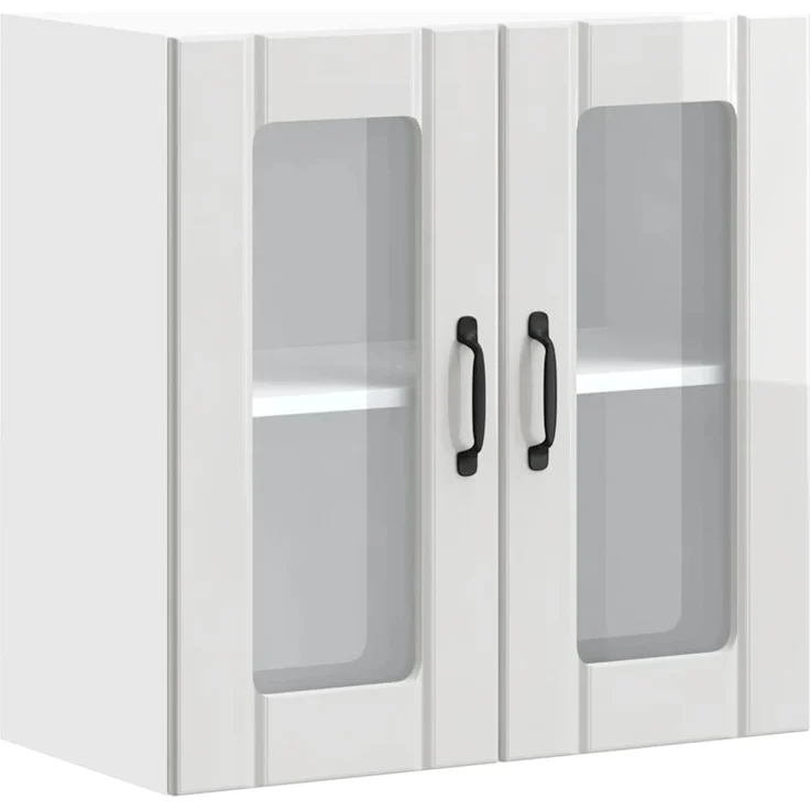 vidaXL Küchen-Hängeschrank mit Glastür Lucca Hochglanz-Weiß Holzwerkstoff 853909 – Bild 1