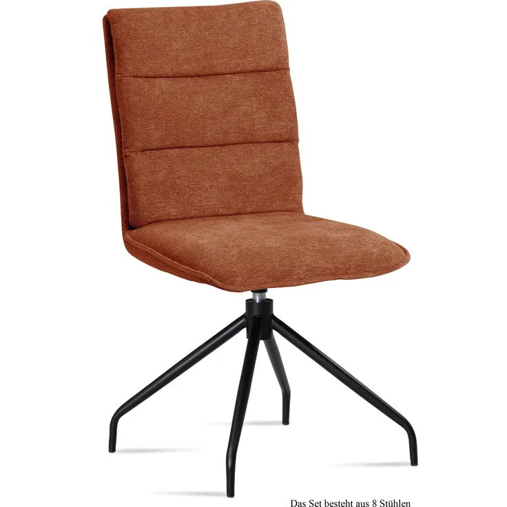 Esszimmerstuhl drehbar (8er-Set) Donata 47x92x60 Schwarz/Cognac