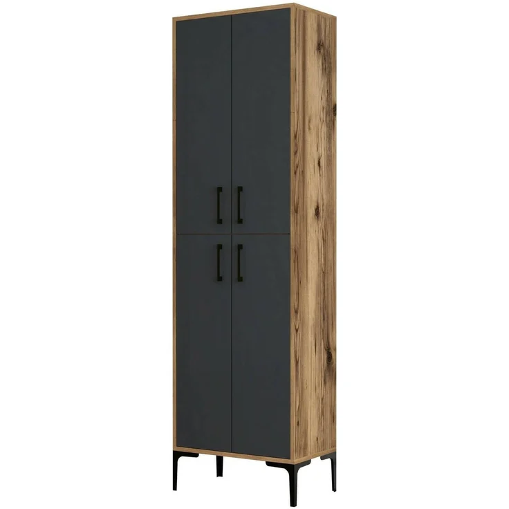 Dmora Schuhschrank Sebastien, Schuhregal, Mehrzweck-Eingangsgarderobe, Möbel für Schuhe, 60x35h200 cm, Walnuss und Anthrazit – Bild 1