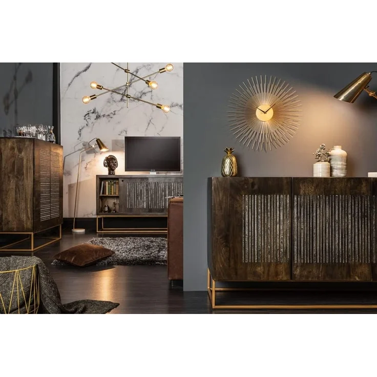 riess-ambiente Sideboard ONYX 180cm dunkelbraun / gold (Einzelartikel, 1 St), Massivholz · Achat · Edelstein · Metall · Kommode · Wohnzimmer – Bild 7