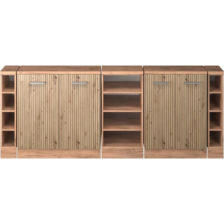 Küchenschrank für Dachschrägen R-Line Artisan-Eiche 210 cm 5er Set Schrankkorpuss 60 cm Tiefe Vicco – Bild 3