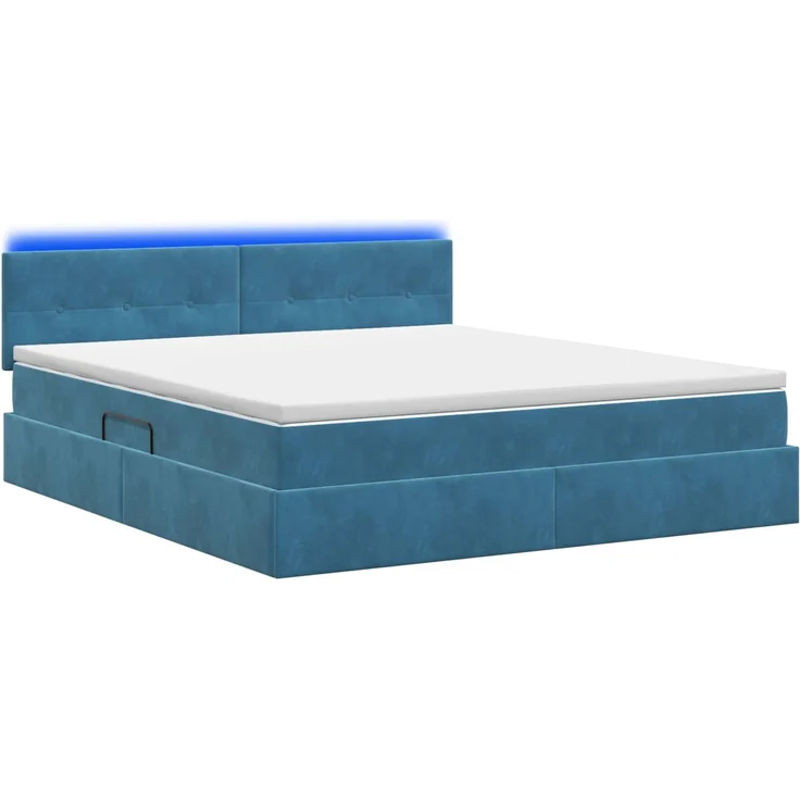 vidaXL LED-Speicherbett mit Matratze Dunkelblau 160 x 200 cm Samt 3459262 – Bild 9