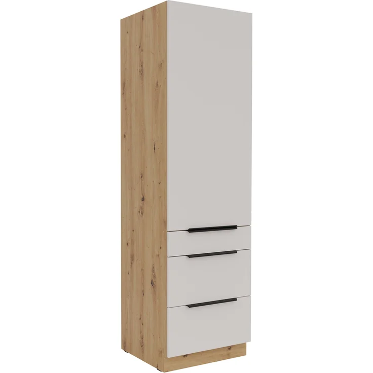 Küchen Hochschrank 60 cm SOLANO Kaschmir beige + Eiche Artisan matt Küchenzeile Küchenblock Küche – Bild 6