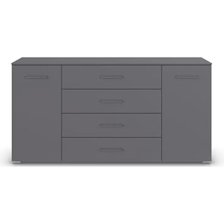rauch Aditio Box, Kommode, 2-türig, 4 Schubladen, mit Softclose-Funktion, Farbe Grau metallic, BxHxT 160x81x43cm – Bild 4