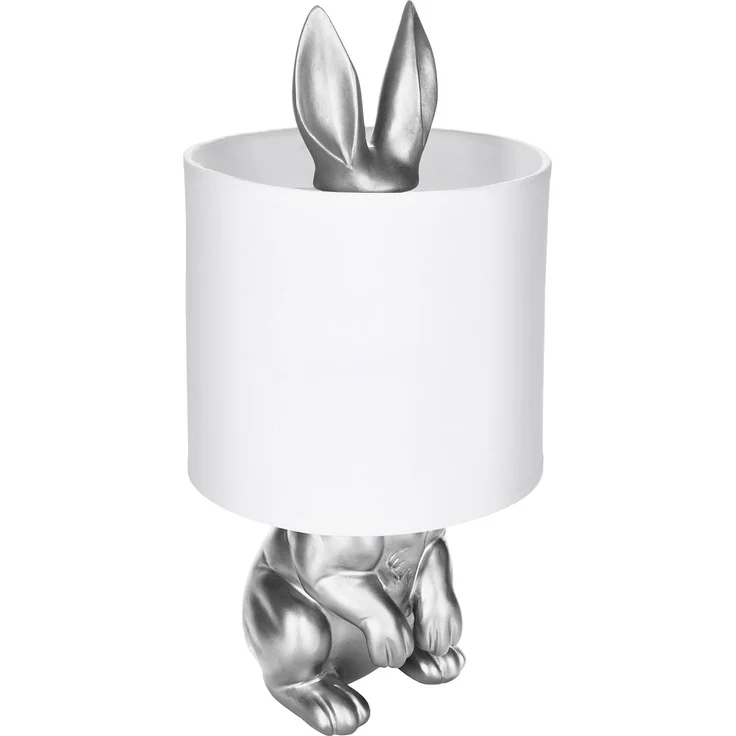 BRUBAKER Nachttischlampe Tischleuchte Hase Gold oder Silber - Tischlampe mit Lampenschirm, ohne Leuchtmittel, Motiv Lampe mit Keramikfuß, Höhe 42 cm – Bild 3