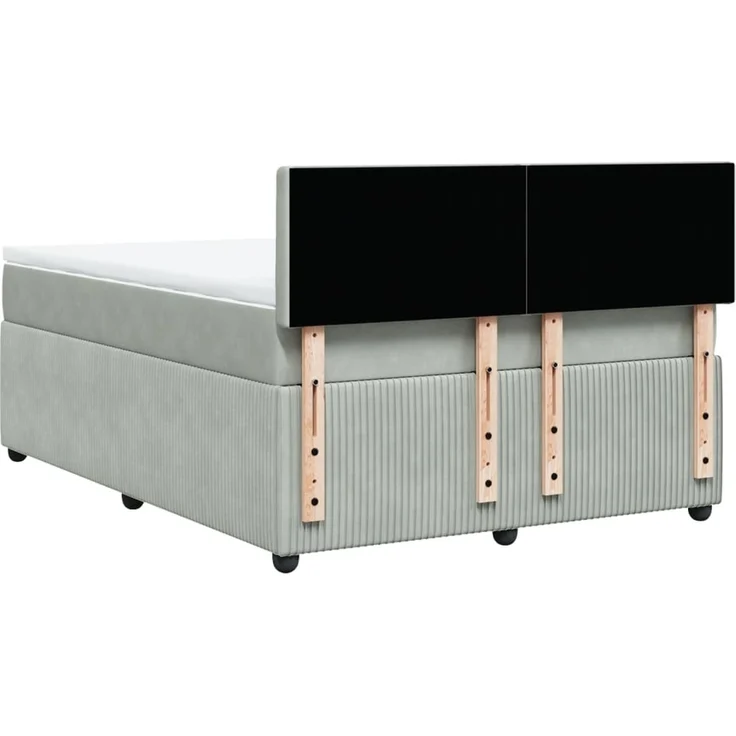 vidaXL Boxspringbett mit Matratze Hellgrau 160x200 cm Samt 3290094 – Bild 8