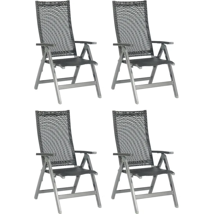 Sonnenpartner 4er-Set Klappsessel Fresno Aluminium/Textilen anthrazit Klappstuhl