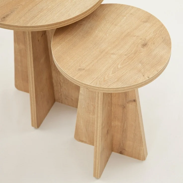 Calicosy Set aus 2 Couchtischen Dekor Eiche Saphir H50 cm - MUSHROOM - Helles Holz – Bild 5