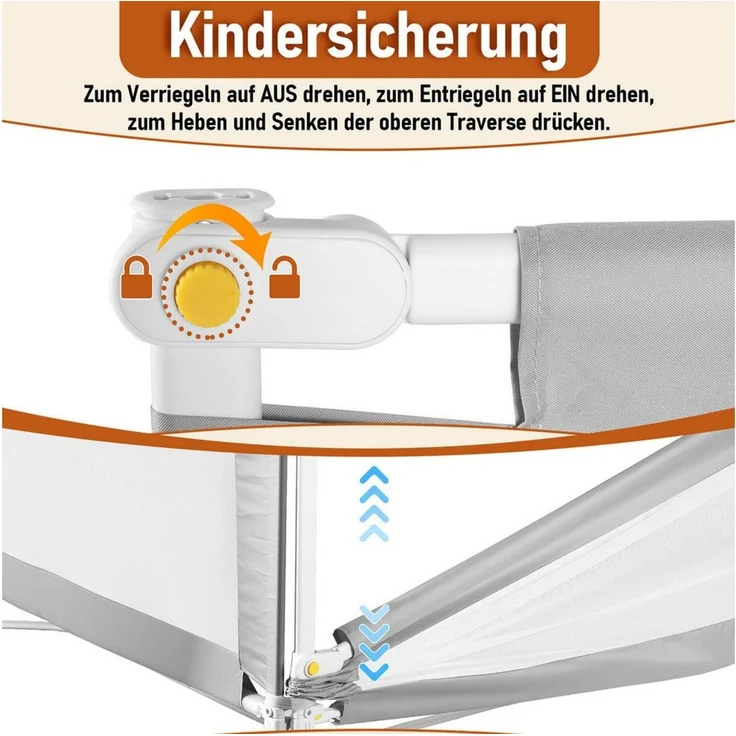 Clanmacy Bettschutzgitter Bettgitter Kinderbettgitter 150/180/200cm Bettschutzgitter Kinder Baby – Bild 4