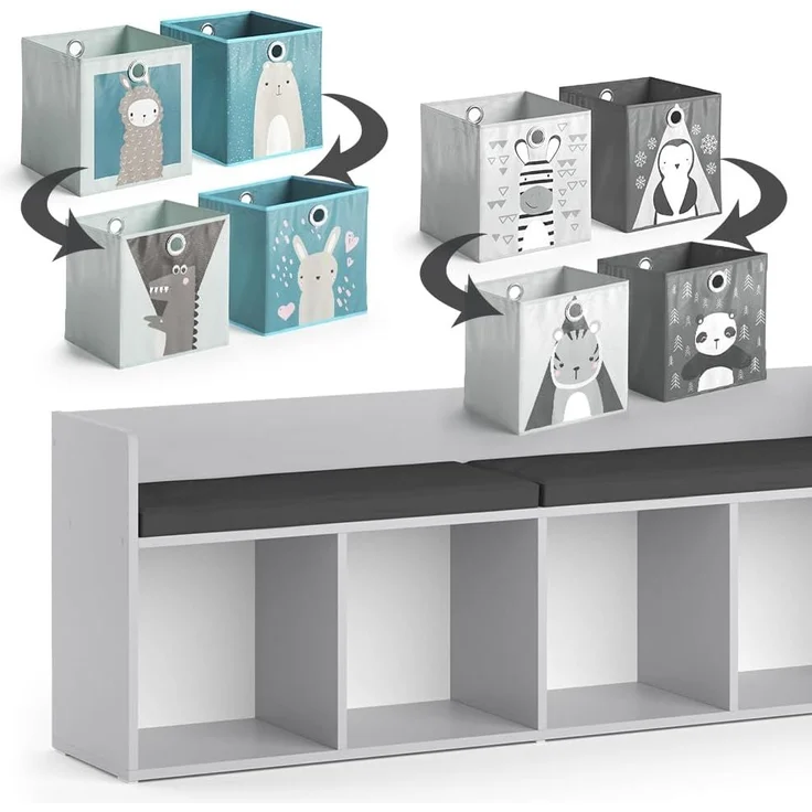 Kindersitzbank Luigi Weiß 107.2 x 88.6 cm 4 Fächer, mit Faltboxen grau Vicco – Bild 5