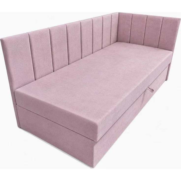 KRISAN MÖBEL Polsterbett TEDY in Rosa 100 x 200 cm mit Bettkasten, gepolstertem Kopfteil und praktischem Stauraum, modernes Einzelbett für Kinder- und Jugendzimmer – Bild 1