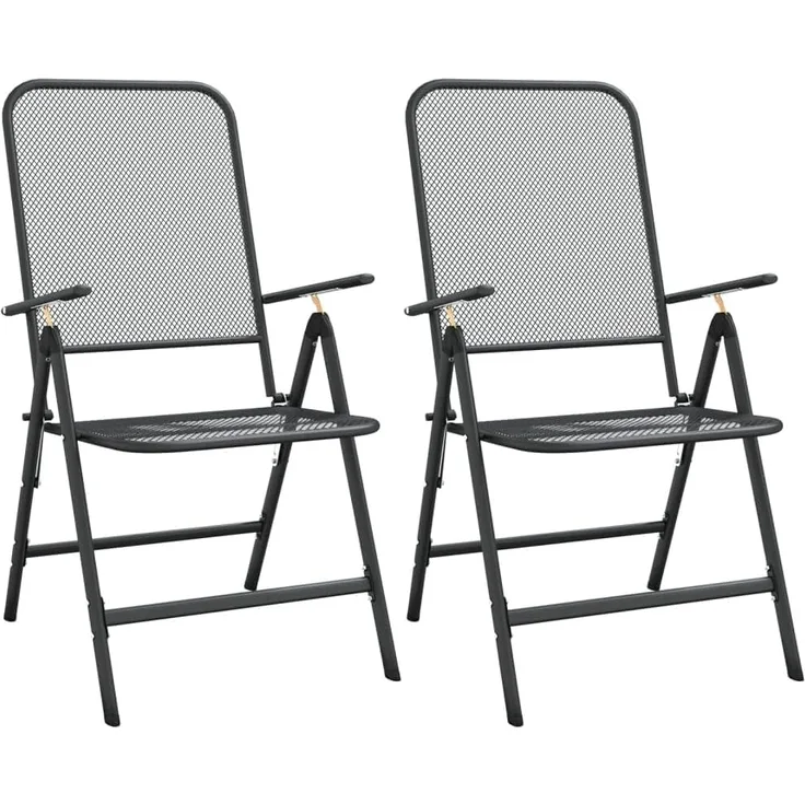 vidaXL Klappbare Gartenstühle 2 Stk. Streckgitter Anthrazit 317340