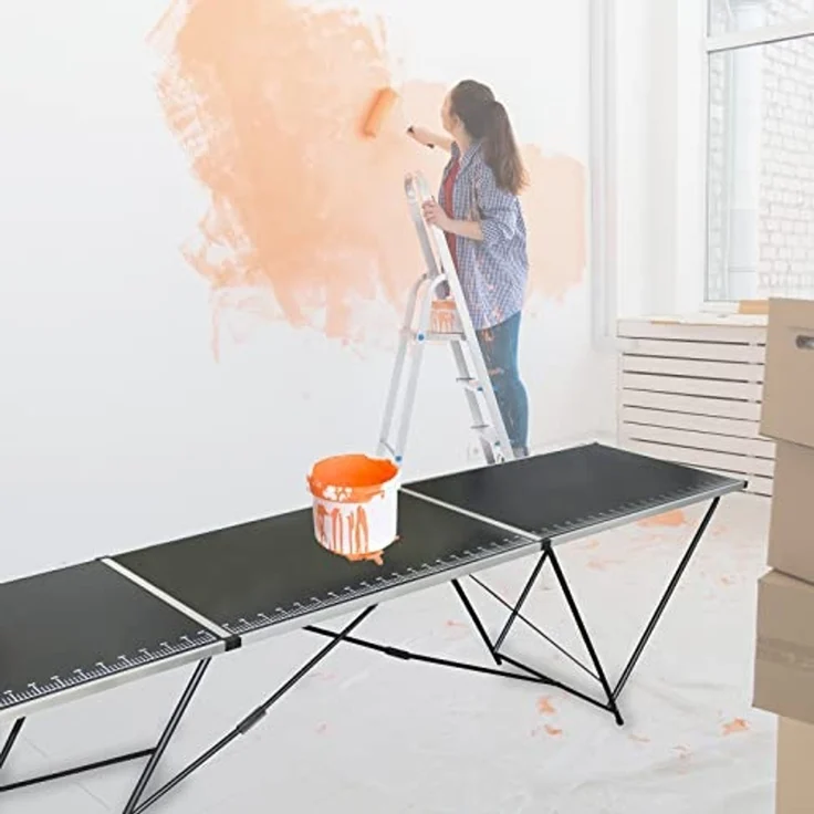 Tapeziertisch Alu Flohmarkttisch 300x60 cm Klapptisch klappbar mit Messskala – Bild 2