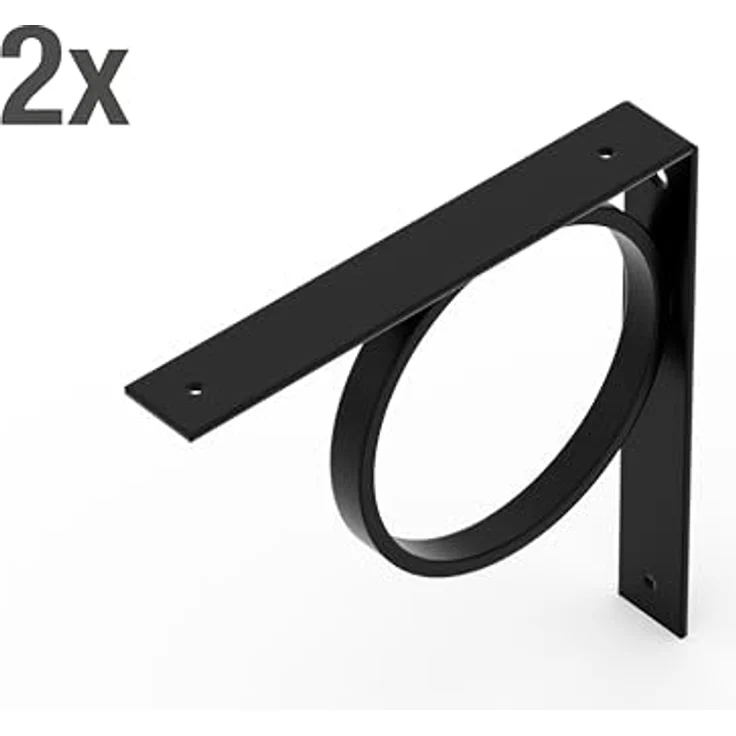 Alberts Regalträger, Metall schwarz, 3x20.5x20.5 cm, für Wandregale im Wohnzimmer – Bild 2