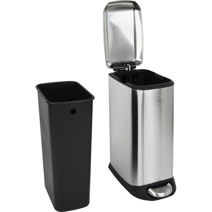 SVITA Mülleimer TS12, Treteimer, 12L, Softclose-Funktion, Edelstahl, Silber – Bild 3