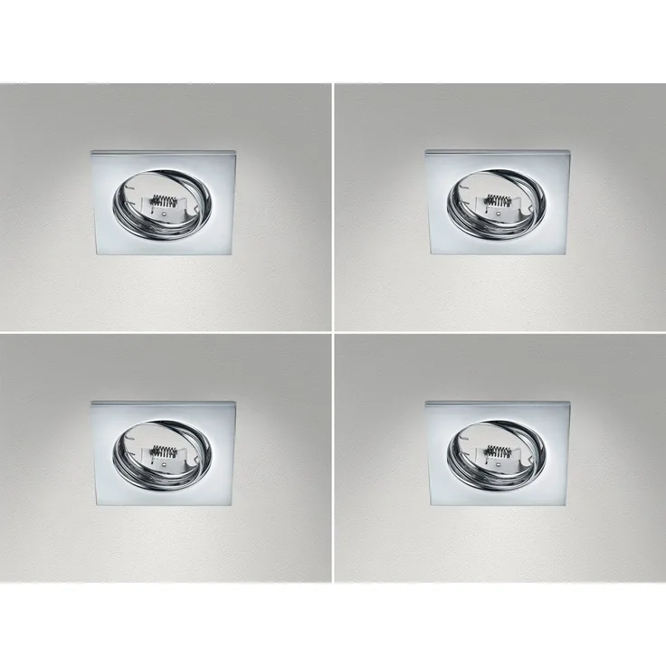 Eckige Einbaustrahler Decke im 4er Set schwenkbar Silber Chrom GU10