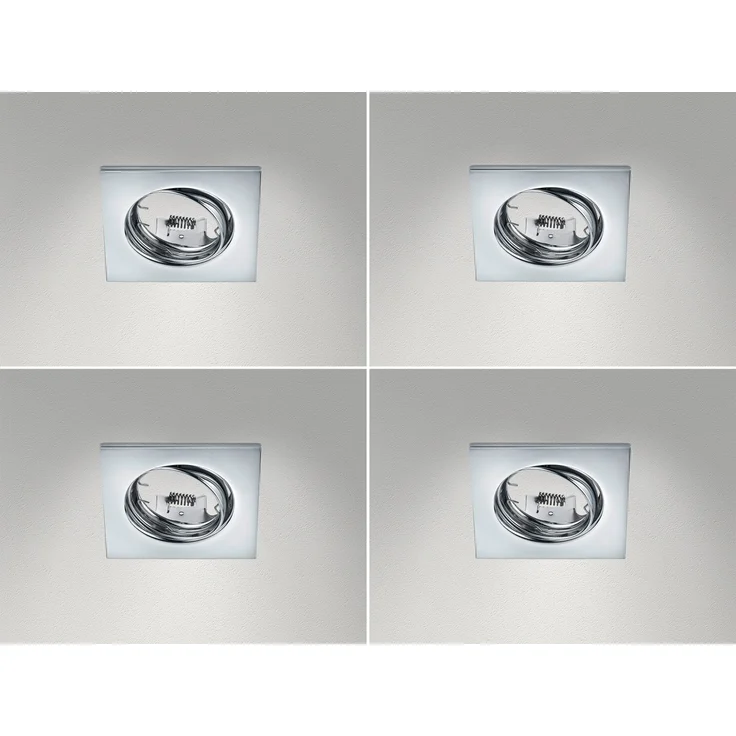 Eckige Einbaustrahler Decke im 4er Set schwenkbar Silber Chrom GU10 – Bild 1