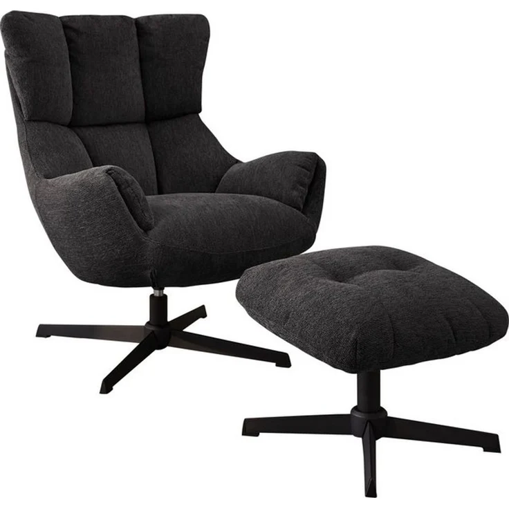 Jockenhöfer Gruppe Relaxsessel Melania, B: 73 cm, Sitzhöhe: 45 cm, Set: mit Hocker, 360° Drehfunktion, kuscheliger Webstoff – Bild 4