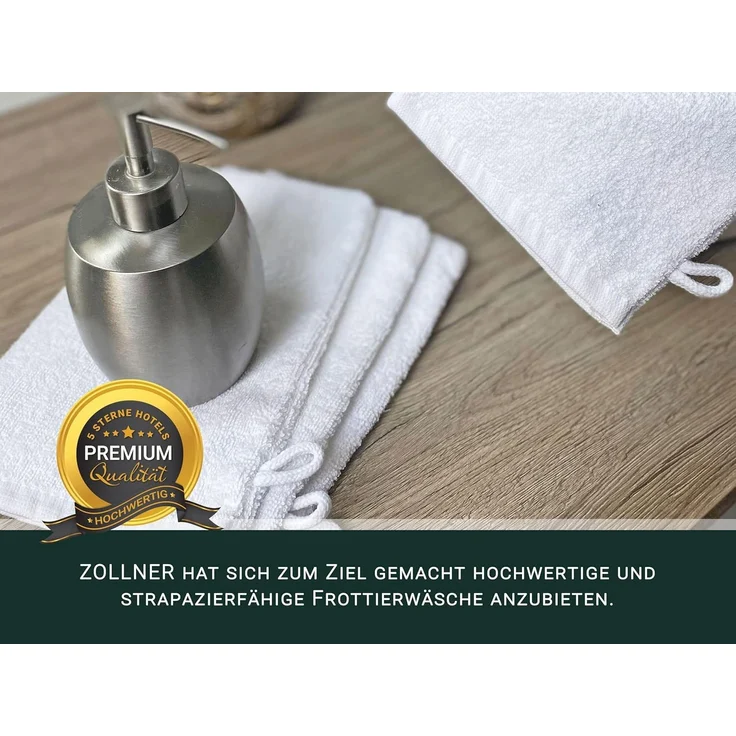ZOLLNER Waschlappen, (10-St), 16x21 cm, 100% Baumwolle, Weiß – Bild 5