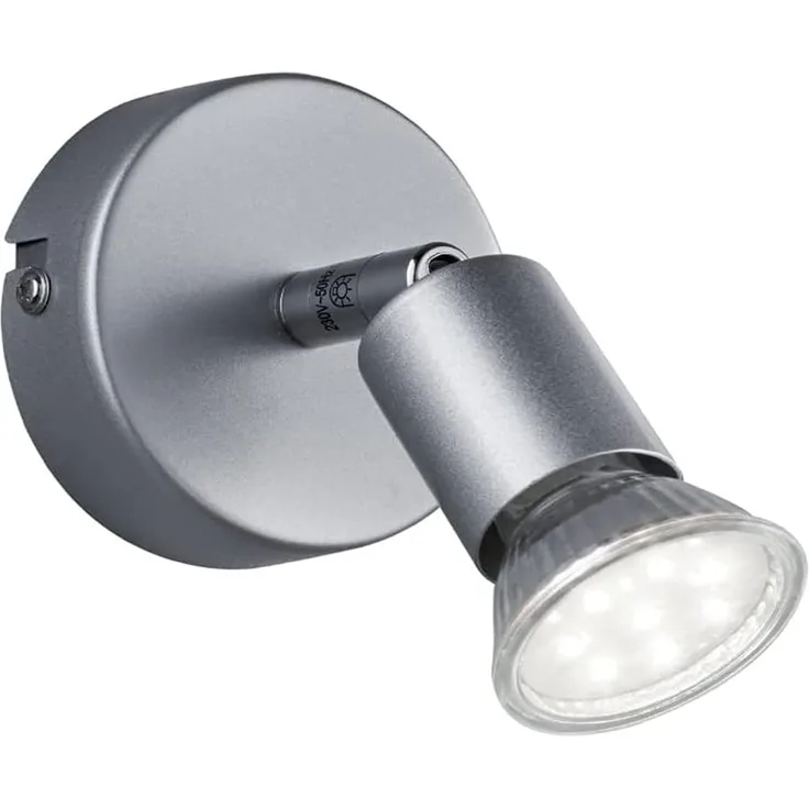 LED Wandstrahler PARIS 1 flammig Metall Silber titanfarbig 8x11 cm