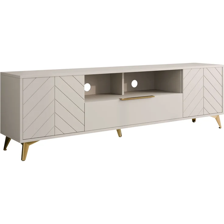 TV-Lowboard Xylix 2D1SZ mit 2 Drehtüren und Schublade (Farbe: Sandbeige) – Bild 3