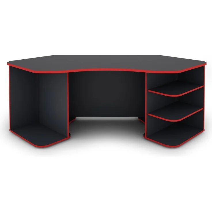 byLiving 'Thanatos' Schreibtisch in Anthrazit mit Kanten in Rot, viel Stauraum und XXL Tischplatte, 198 x 76 x 85 cm (BxHxT) – Bild 4