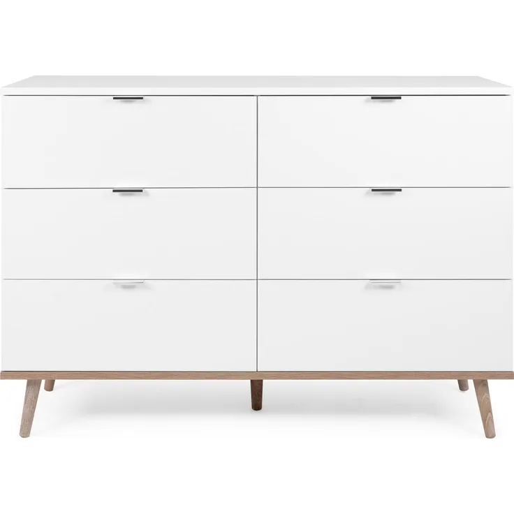 Kommode mit Schubladen, Sideboard, Holz, Schlafzimmerschrank, Weiß, 86,5 x 40 x 120 cm