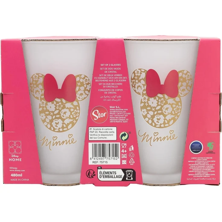 Trinkgläser 2er-Set im Geschenkkarton 480 ml Gläser verschiedene Motive Minnie Mouse – Bild 3