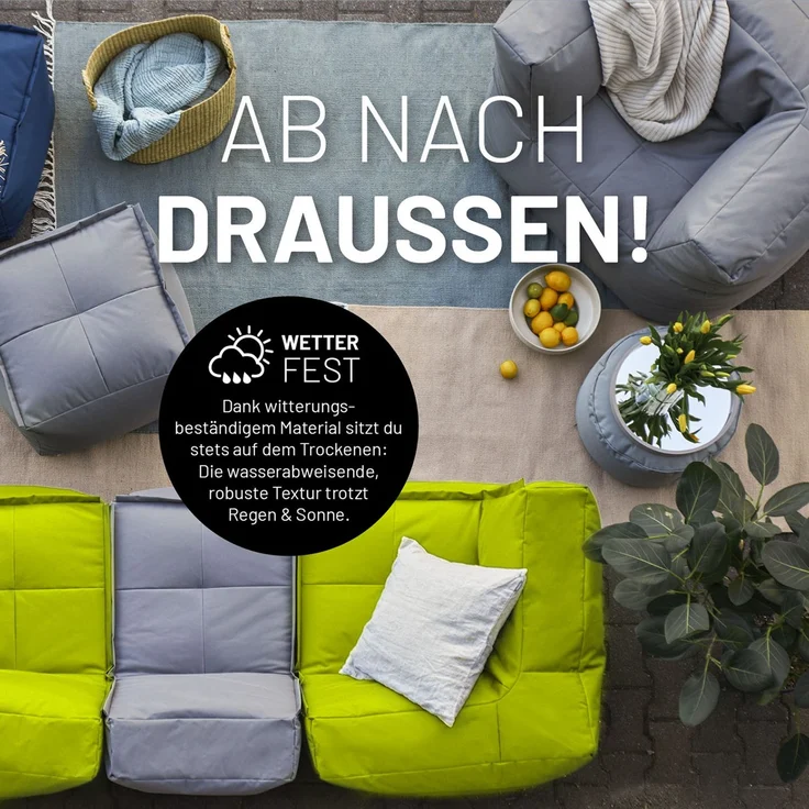 Lumaland Sitzsack-Sofa, Polyester, Eckteil, Apfelgrün, 70 x 81 x 81 cm – Bild 6