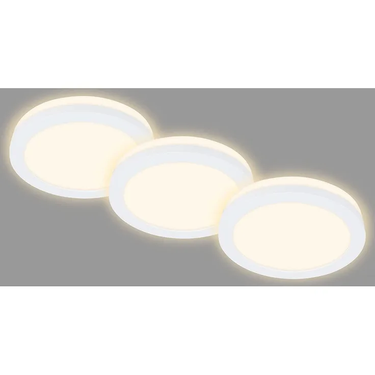 Di-Ka LED Einbauleuchte Sleek 3er Set weiß Ø 8,4 cm 3W, warmweiß