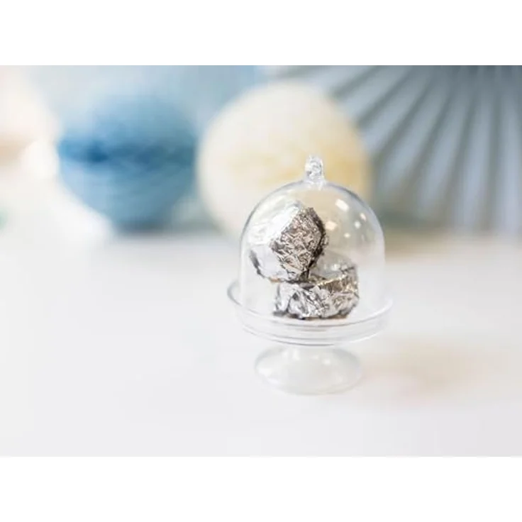 partydeco Geschenkbox, Mini Kuchenständer mit Glocke 5x7cm Kunststoff 3er Set Transparent – Bild 5