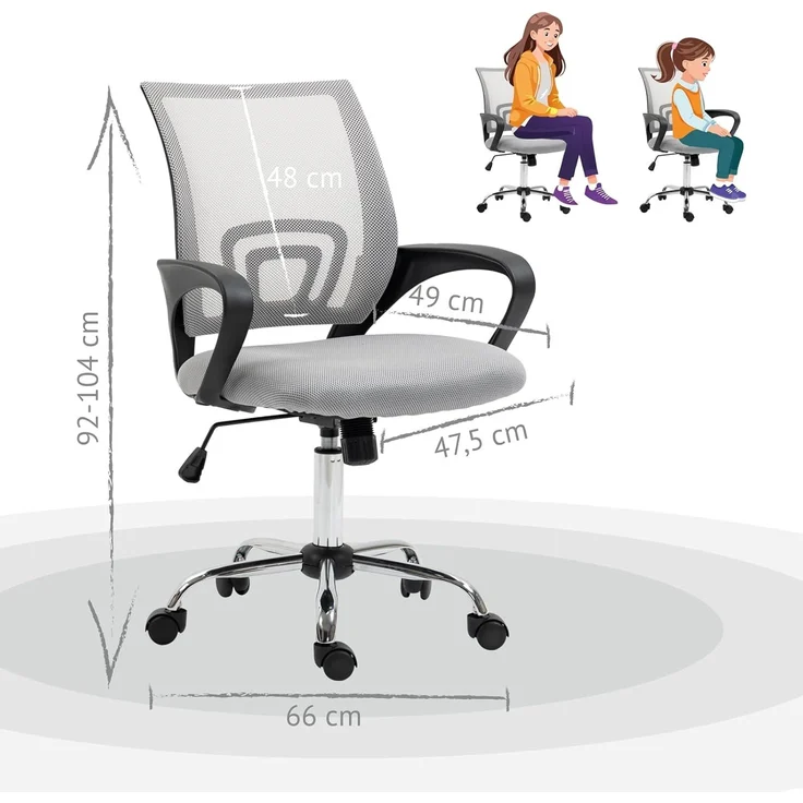 SVITA Schreibtischstuhl CYDNEY (Einzeln), Stufenlos höhenverstellbar, 360° drehbar, mitwachsend – Bild 2