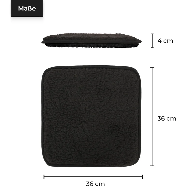 Sitzkissen ( Anthrazit ) Lammflor Optik Stuhlkissen 37cm x 37cm x 4cm - Öko-Tex Zertifiziert - Sitzauflage Uni, Stuhlpolster Stuhlauflage Sherpa – Bild 3