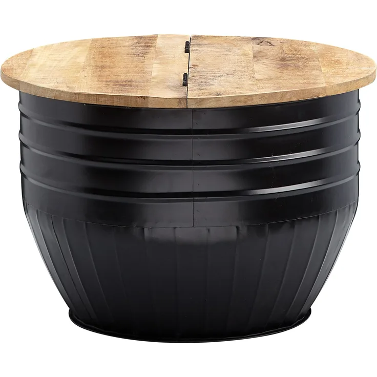 Wohnling Couchtisch Mango Massivholz Metall 60 x 41 x 60 cm Industrial Style Rund