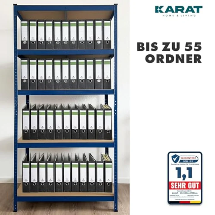 KARAT Schwerlastregal, 2er Set - Steckregal, Kellerregal, Lagerregal - 5 verstellbare Böden (Blau, 50 x 100 x 200 cm) – Bild 5
