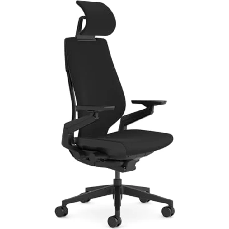 Steelcase Gesture Ergonomischer, höhenverstellbarer Büro- und Gaming-Stuhl mit verstellbarer Lordosenstütze und Armlehnen, atmungsaktiver 3D-Microknit-Rückenlehne in Schwarz, bequemer Bezug in Onyx – Bild 2