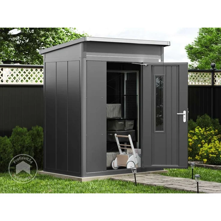 GFP Primeyard Gerätehaus Metall Gartenhaus 180x122x231 cm Geräteschuppen Pultdach anthrazit – Bild 2