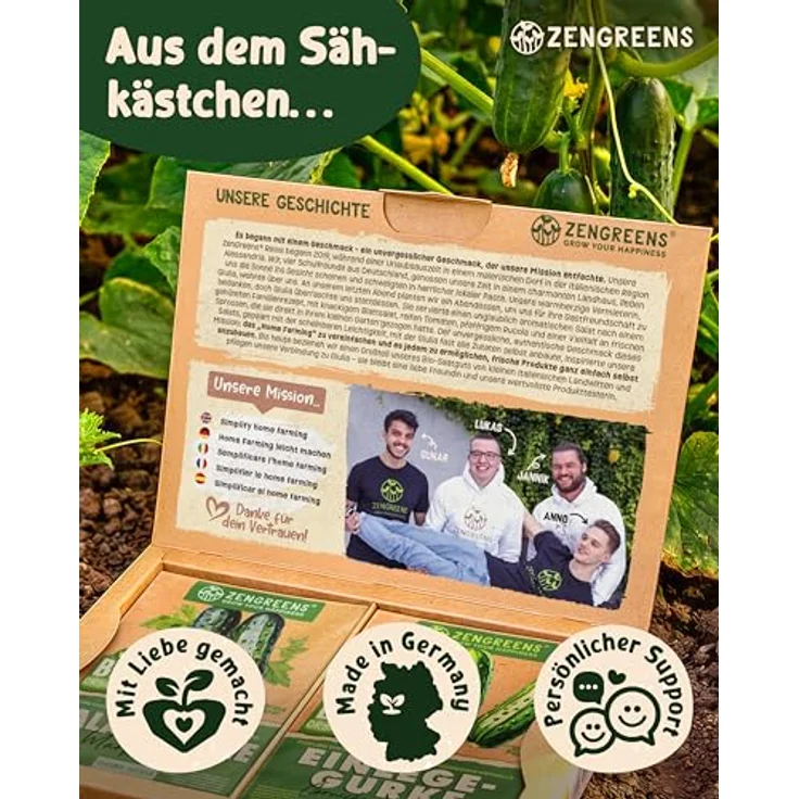 ZenGreens® - Bio Gurkensamen im 6er Set - 6 Gurken Samen für den einfachen Anbau im Garten, Balkon oder Hochbeet - Pflanzensamen - Saatgut – Bild 6