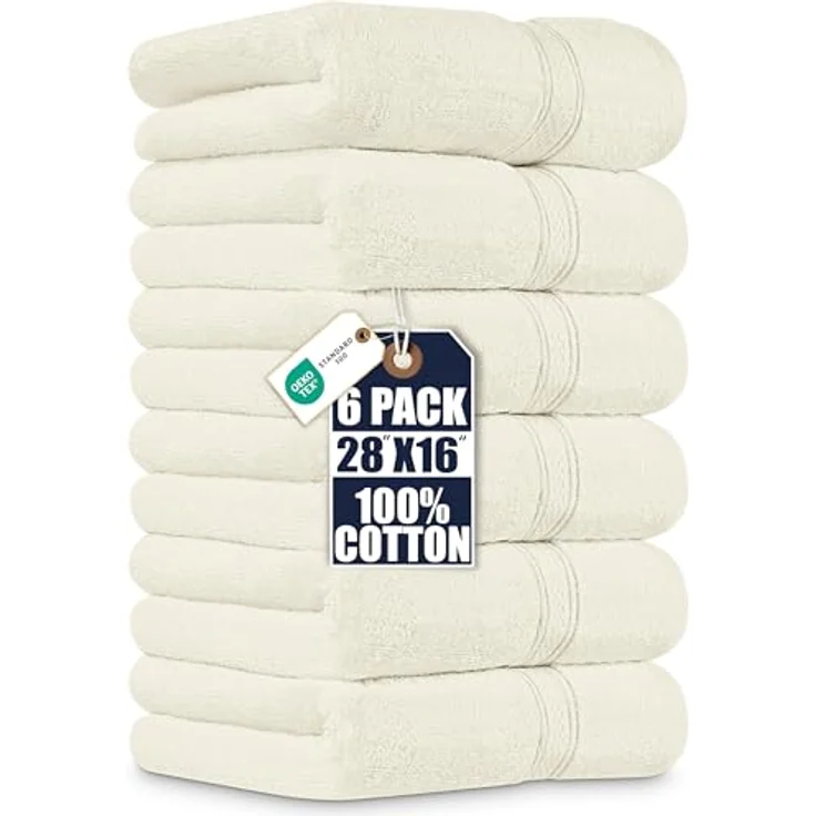 Utopia Towels Premium Handtücher Set, 6-teilig, 100% ringgesponnene Baumwolle, ultraweich und saugfähig, 600 g/m², Elfenbeinweiß, 40,6 x 71,1 cm – Bild 1