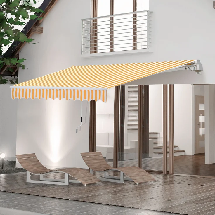 Wandrollo mit Gelenkarm und Kurbel, stabilem Aluminiumrahmen und Polyestergewebe, 295 x 245 cm, orange – Bild 3