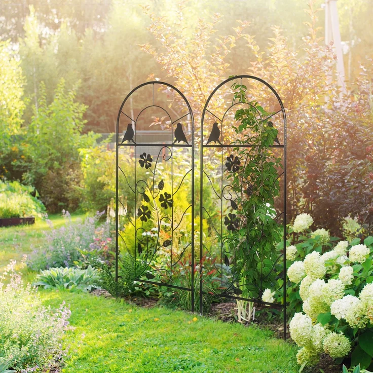 MELAYR, Gartenspalier, 2er-Set, Metallstütze für Kletterpflanzen – 38 x 98 cm, schwarz – Bild 4
