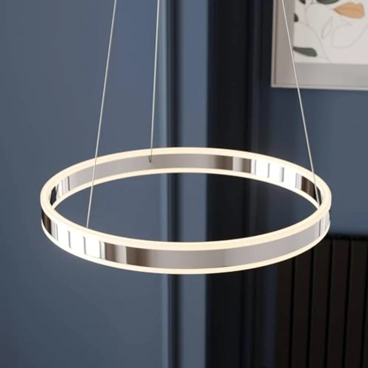 Lucande LED-Pendelleuchte Lyani, Ø 50 cm, chrom, dimmbar mit hoher Leuchtkraft und 3-stufiger Helligkeitsregulierung – Bild 6