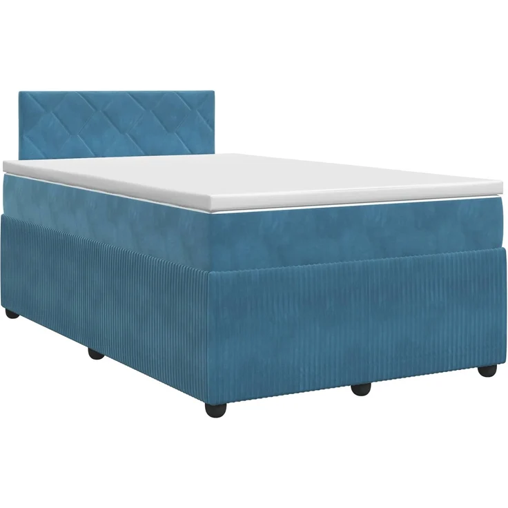 vidaXL Boxspringbett mit Matratze Dunkelblau 120 x 200 cm Samt 3451665 – Bild 2