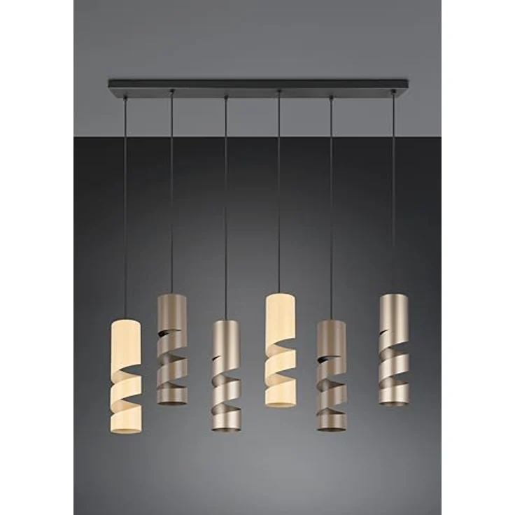 TRIO Pendelleuchte Stream, moderne hängende Leuchte in Schwarz mit Taupe und Beige, 6 Lichtquellen GU10, ideal für Wohnzimmer und Schlafzimmer, metallisch, 1000 mm breit, 1500 mm lang – Bild 5